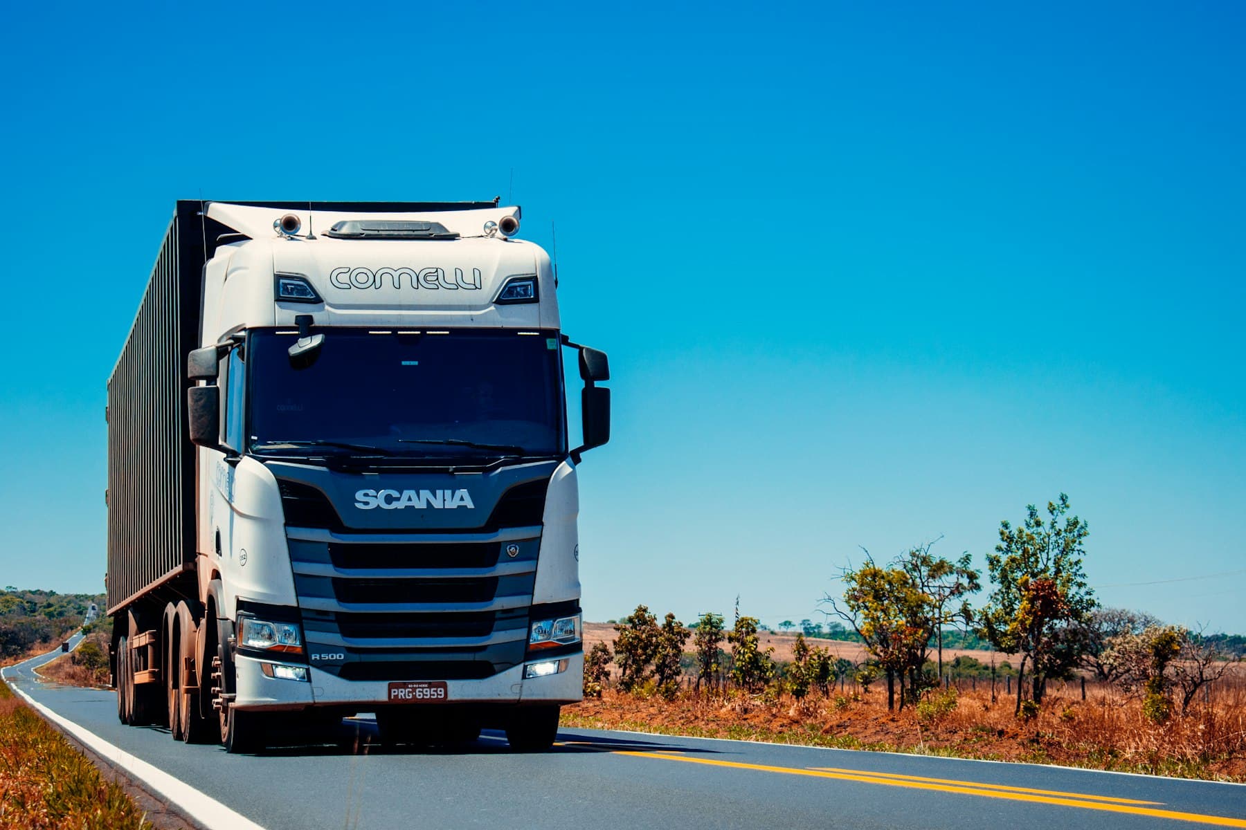 A freight delivery truck on the highway carrying orders nationwide