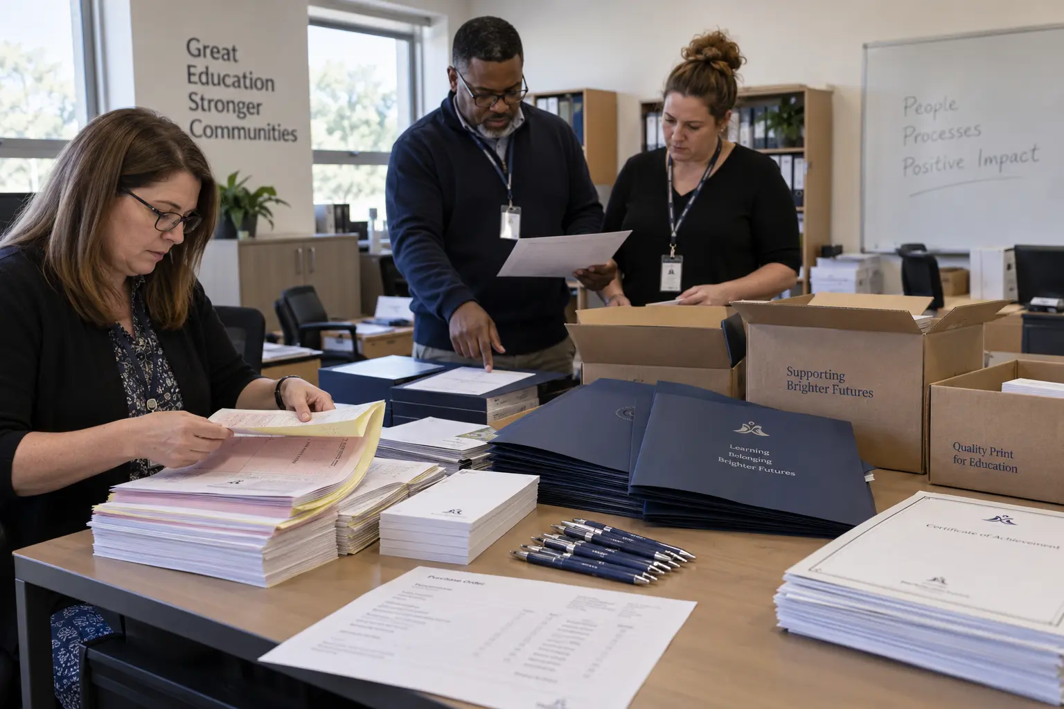 Administrative print in use at a school or public institution